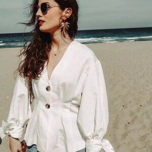 Zara V-neck Pleated Blouse